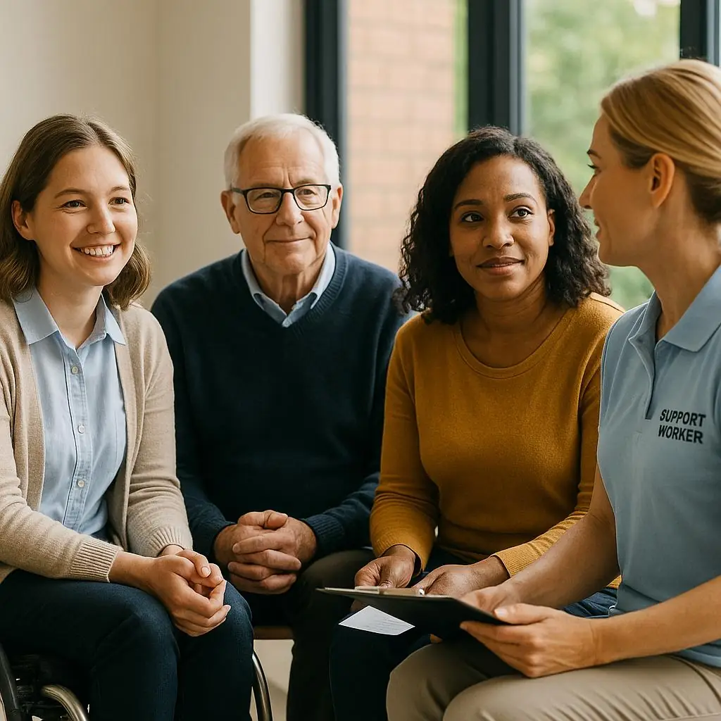 Support worker and participant spending time together